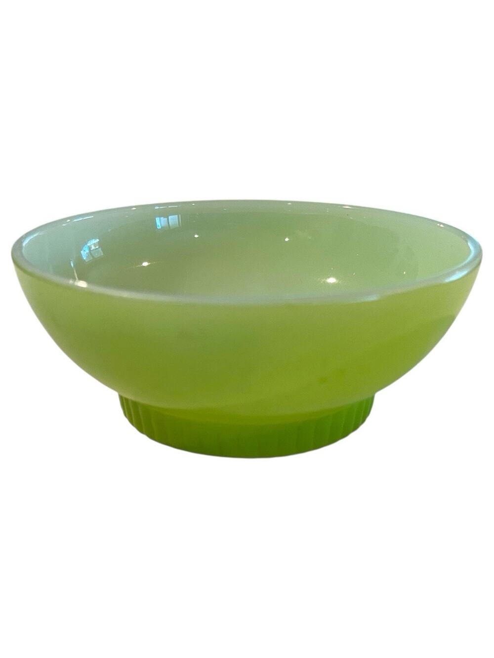 Vintage Anchor Hocking Fire King Ribbed 5" Lime Green Dessert Bowl
